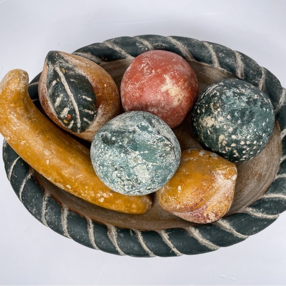 Hand Painted 7 Pieces Terracotta Fruit Bowl Rustic Vintage Vibe Center piece - Picture 4 of 9
